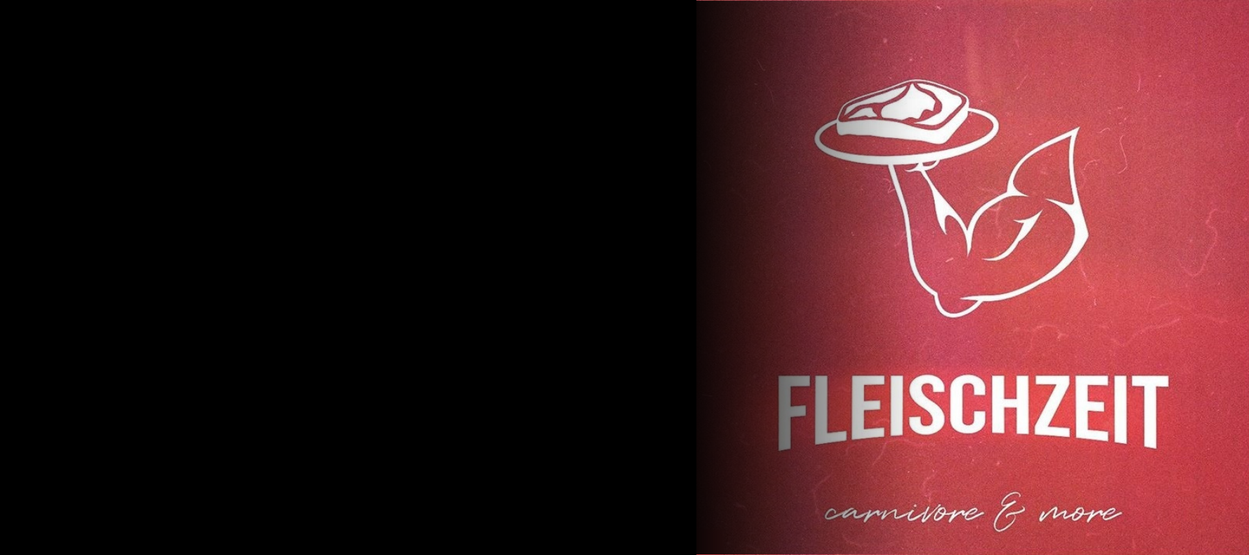 Schwarzer Vordergrund, Fleischzeit Logo im Hintergrund
