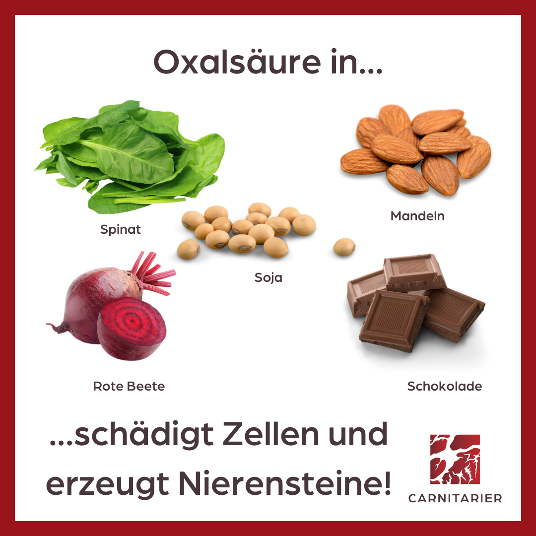 Spinat, Mandeln, Soja, Schokolade & Rote Beete enthalten Oxalsäure