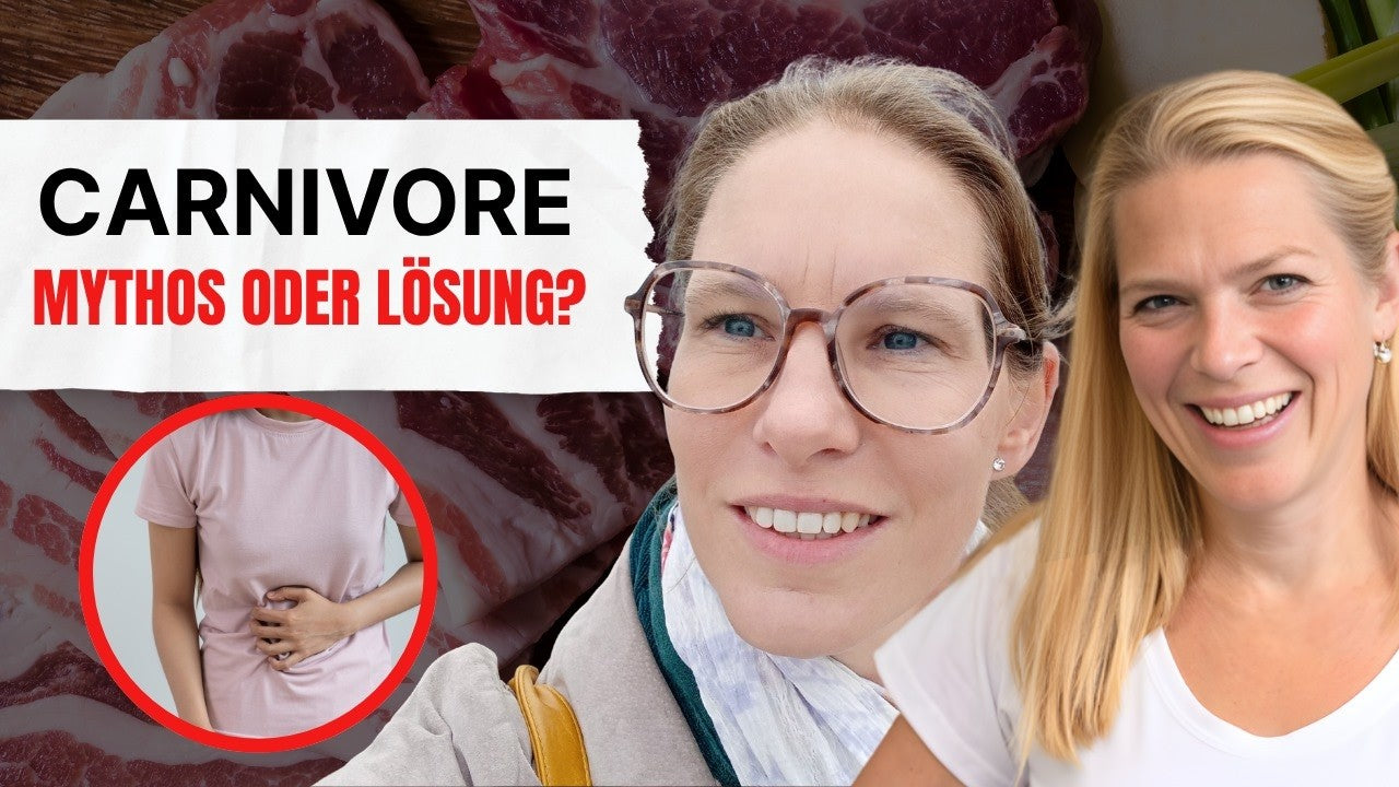 Podcast Thumbnail Andrea und Frau mit Text: Carnivore Mythos oder Lösung?