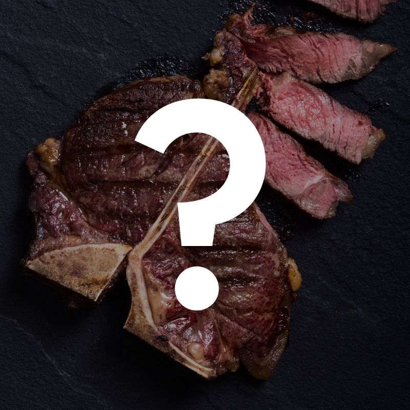 T-Bone-Steak mit Fragezeichen